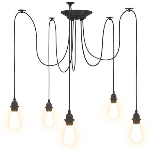 vidaXL Visilica s 5 grla E27 crni metal Cene