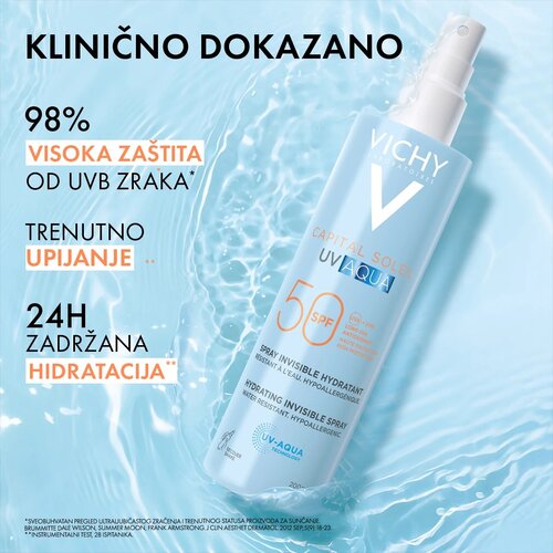 Vichy Capital Soleil UV Aqua za&amp;scaron;čitno pr&amp;scaron;ilo z vlažilnim učinkom SPF 50 200 ml Slike