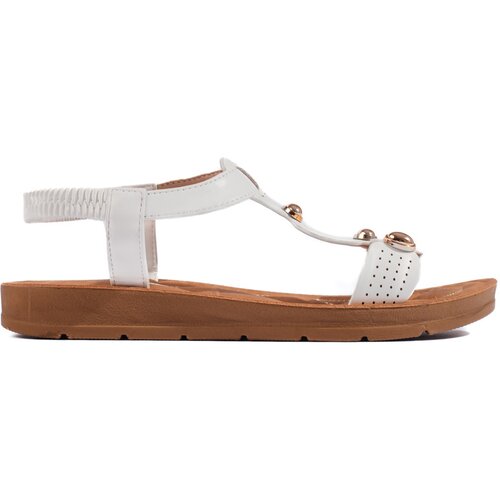 Shelvt Women's white sandals with decorations Cene