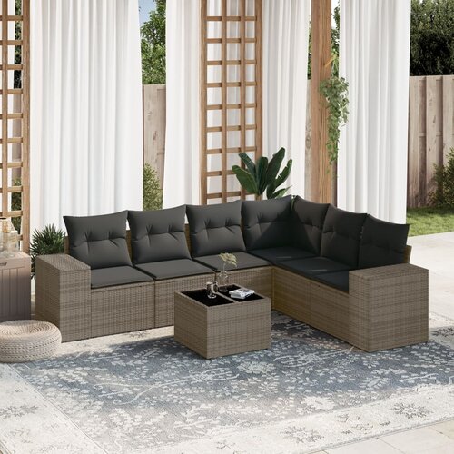 vidaXL 7-dijelni set vrtnih sofa sivi od poliratana Cijene