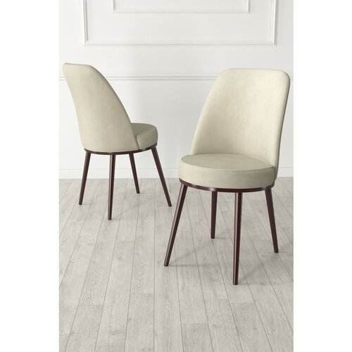 Hanah home set trpezarijskih stolica Jaxe 2 kom, krem tkanina Babyface, braon metalne noge Cene