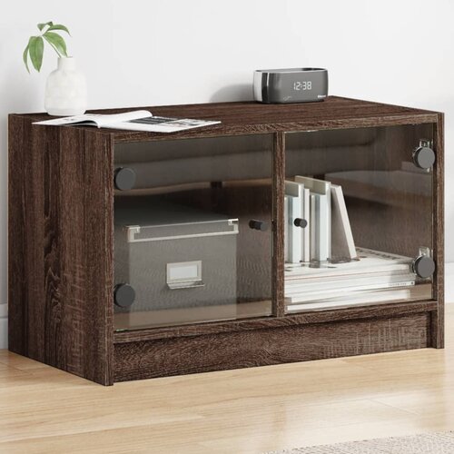 vidaXL TV omarica s steklenimi vrati rjavi hrast 68x37x42 cm Cene
