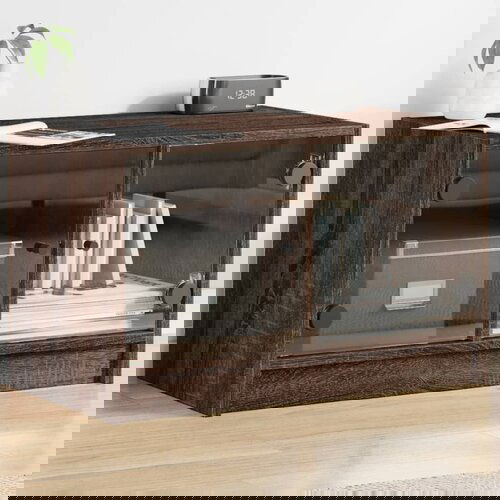 VidaXL TV ormarić sa staklenim vratima smeđa boja hrasta 68x37x42 cm Slike