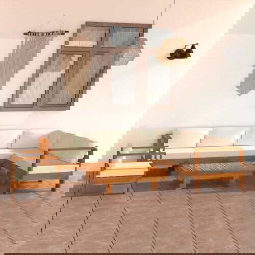 vidaXL 8-dijelna vrtna garnitura s krem bijelim jastucima drvo bagrema Cijene