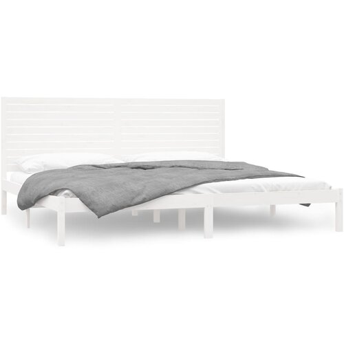 vidaXL Posteljni okvir bel iz trdnega lesa 200x200 cm, (20643264) Cene