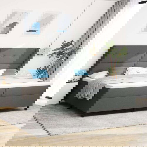 Box Spring krevet s madracem u tamno sivoj 200x200 cm tkanina Cijene