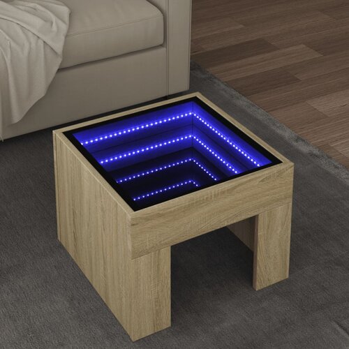 Furnova Klubska mizica z neskončnimi LED sonoma hrast 40x40x30 cm, (21914710) Slike