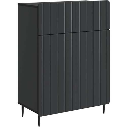 vidaXL Strani šal s predalom Črna 66 x 34,5 x 92 cm Inženirski les, (5000217623) Cene