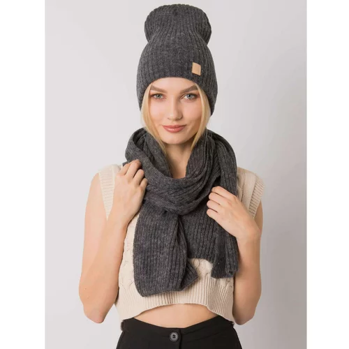Fashion Hunters Dark gray winter set, hat and scarf RUE PARIS
