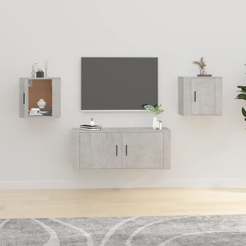 VidaXL Stenska TV omarica 2 kosa betonsko siva 40x34,5x40 cm Slike