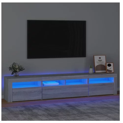  TV omarica z LED lučkami siva sonoma 210x35x40 cm