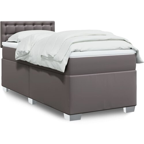  The Living Store Box spring postelja z vzmetnico siva 90x190 cm umetno usnje - Box Spring Postelja, (21496649) Slike