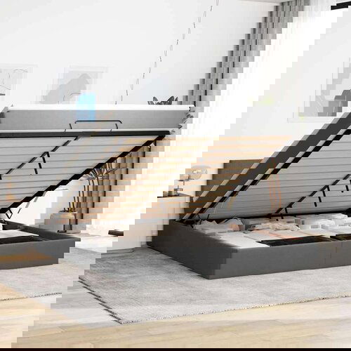 vidaXL Otomanski krevet s madracem tamnosivi 160x200cm od tkanine Cene