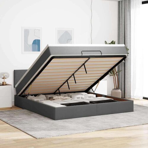 vidaXL Otomanski posteljni okvir z vzmetnico siv 160x200 cm blago Cene