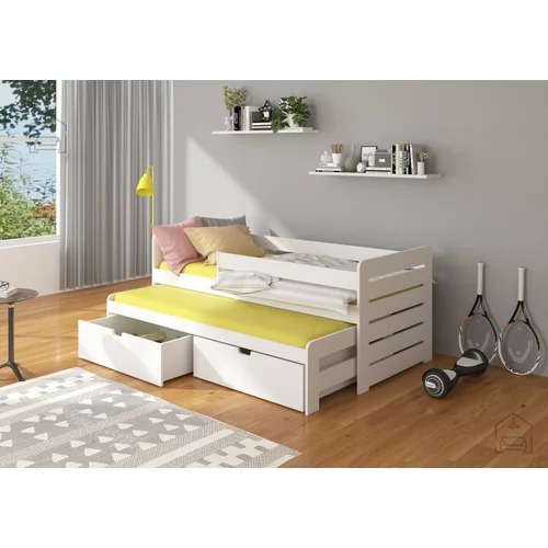 ADRK Furniture Otroška postelja Tomi z ograjico - 90x200 cm - bela