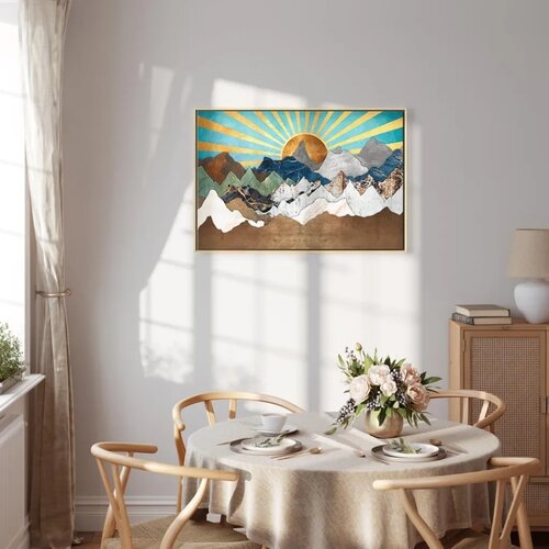  Slika - Morning in the Mountains (1 Part) Wide 90x60 U prirodnom drvenom okviru Cene