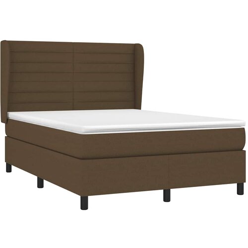  Krevet s oprugama i madracem tamnosmeđi 140 x 190 cm od tkanine Slike