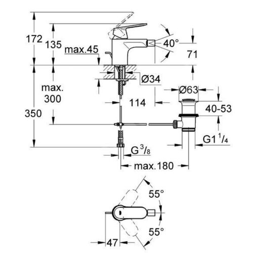 Grohe Eurosmart Cosmopolitan STH baterija za bide (GR 32839000) Slike