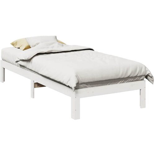 vidaXL Posteljni okvir brez vzmetnice bel 80x200 cm trdna borovina Cene