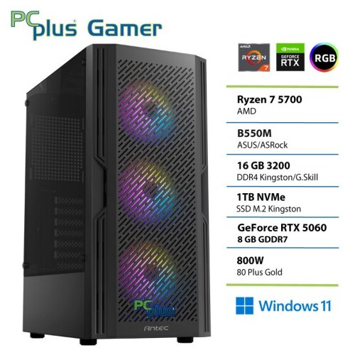 PCPLUS Gamer Ryzen 7 5700 16GB 1TB RTX 5060 8GB Windows 11 Home gaming namizni računalnik Cene