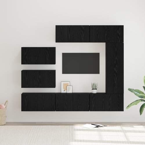 VidaXL Set omaric za TV s polico Drugo 8 pcs Črni hrast 30.5 x 30 x 90 cm Slike