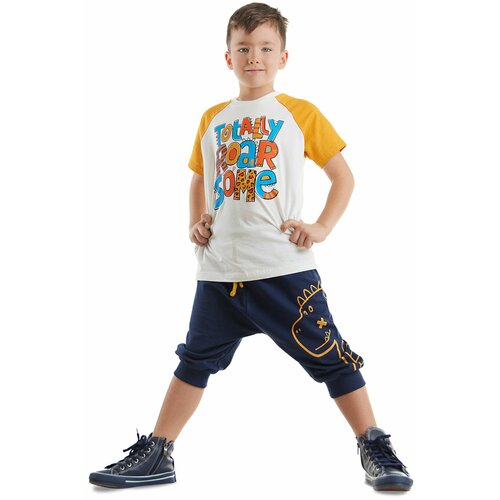 Denokids Roarsome Boys T-shirt Capri Shorts Set Slike