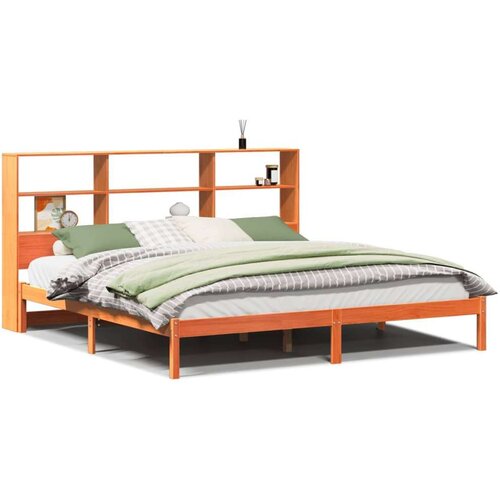 vidaXL Krevet s regalom za knjige bez madraca 200x200 cm od borovine Cene