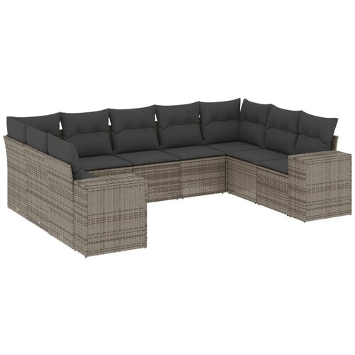 Maison Chic Seti vrtnega pohištva - Vrtna garnitura - Vrtni pohištvo set 9-delna z blazinami siv poli ratan, (21803832) Cene