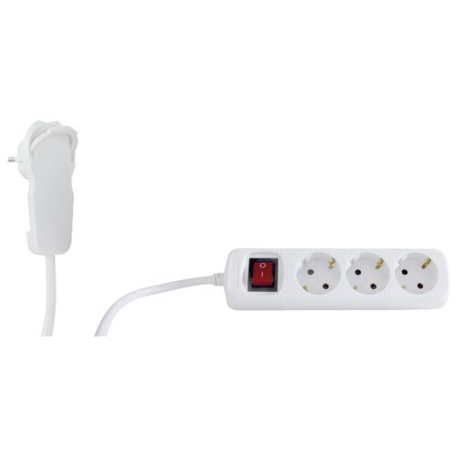 REV Multiple Socket 2m 3fold Flat Connector with switch white Slike