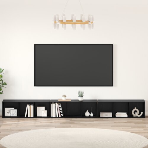VidaXL TV ormar 3 pcs Crni hrast 37 x 35 x 107.5 cm Slike