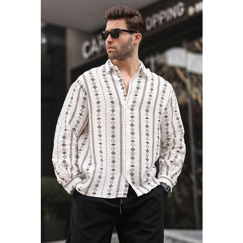 Madmext Men's Brown Patterned Long Sleeve Shirt 6734 Slike
