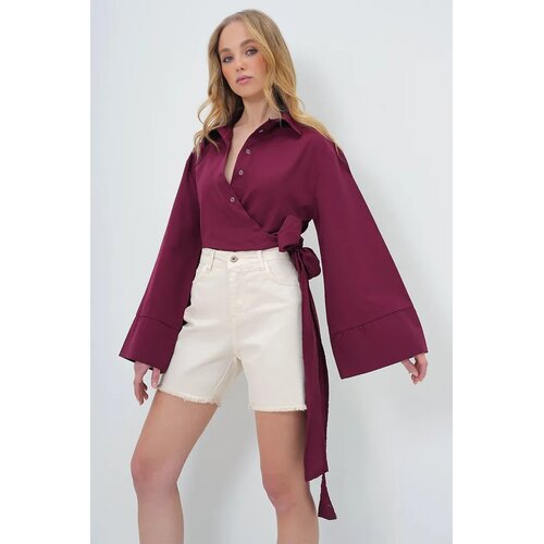 Trend Alacati Stili Ženska ko&scaron;ulja dugih rukava Alc-X13750, Polo kragna, Bordo Cene