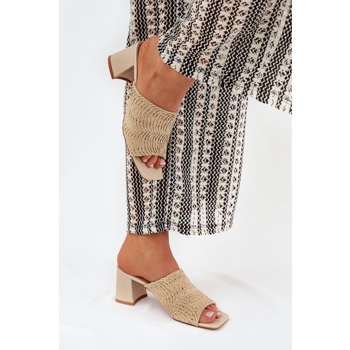 Boto Women's Heeled Sandals With Weaving Beige Ciariloria Cene