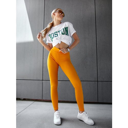 Fasardi Women's ribbed mustard cotton leggings Cene