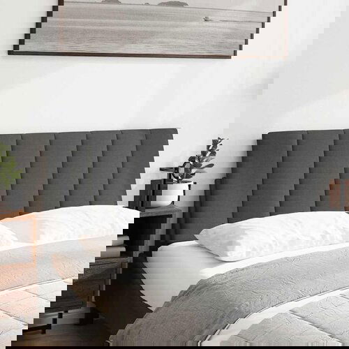 Maison Chic posteljno vzglavje - vzglavna omarica - vzglavna stranica temno siva 140 cm blago, (21703904) Cene