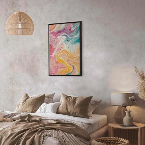  Slika - Colorful Chaos - Dynamic Shapes in Shades of Pink Yellow and Blue 60x90 Cene