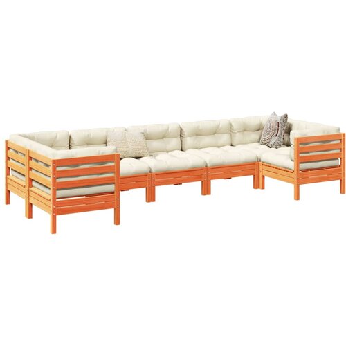 vidaXL 7-dijelni set vrtnih sofa s jastucima voštano smeđi od borovine Cijene