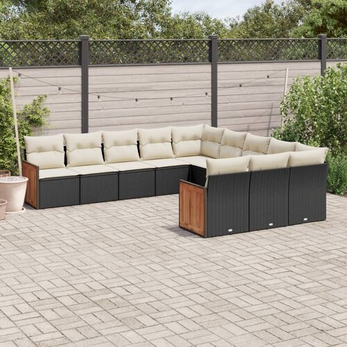  11-dijelni set vrtnih sofa od poliratana s jastucima crni Cijene