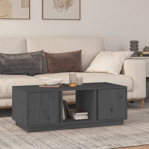 The Living Store Klubska mizica siva 110x50x40 cm trdna borovina - Klubska Mizica, (21573413) Slike