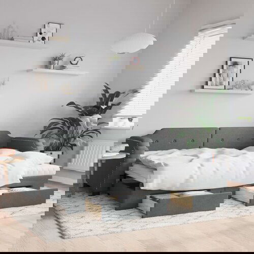  The Living Store Izvlečna dnevna postelja s predali temno siva 100x200 cm blago - Izvlečna Dnevna Postelja, (21441746) Slike