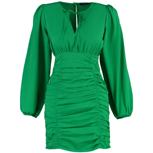 Trendyol Limited Edition Green Tie Detailed Dress