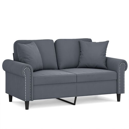 vidaXL Kavč dvosed z okrasnimi blazinami temno siv 120 cm žamet, (20921342) Cene