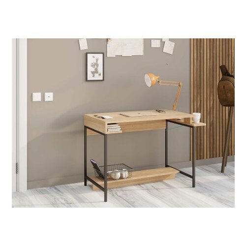 Hanah home balista - sapphire oak, black sapphire oakblack study desk Cene