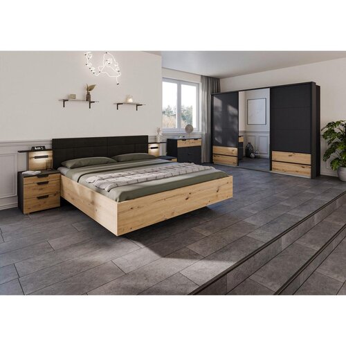 Premium Living Postelja Karpo, Siva, Barva Hrasta, 160x200 Slike