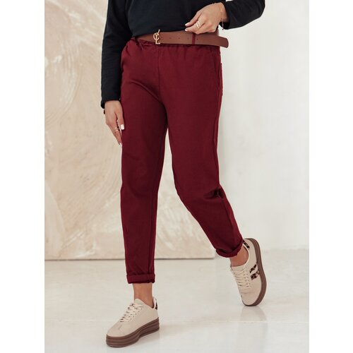 DStreet Spodnie damskie oversize ELEGANTENO z paskiem bordowe Cijene