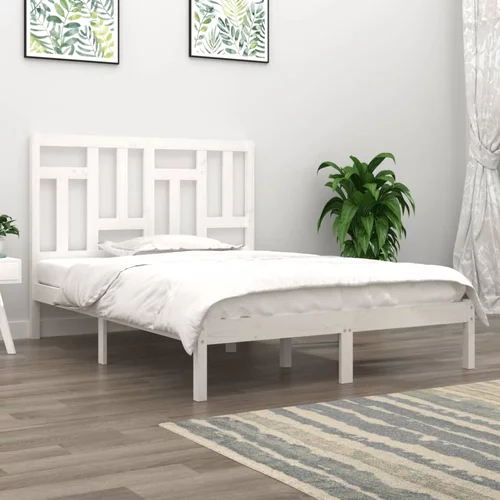 vidaXL Okvir za krevet od masivne borovine bijeli 150x200 cm 5FT King