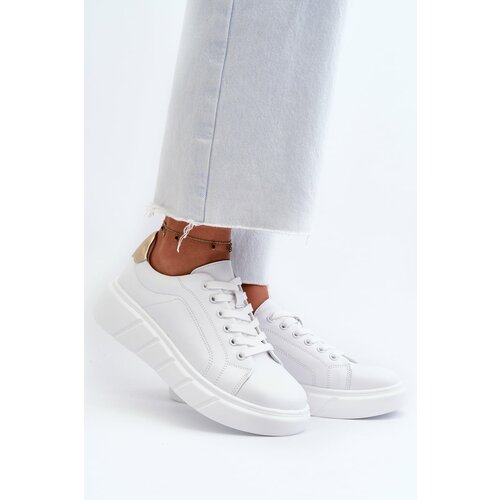 Kesi Women's leather platform sneakers, white Danida Slike