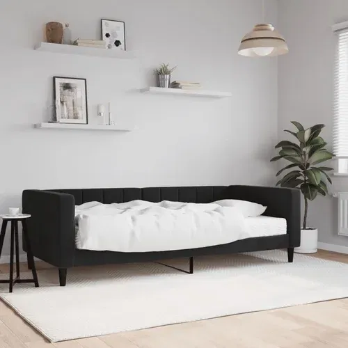  Dnevni krevet s madracem crni 90 x 200 cm baršunasti