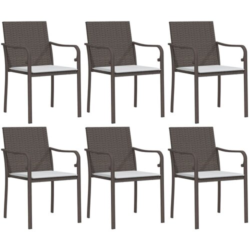  Vrtne stolice s jastucima 6 kom smeđe 56x59x84 cm od poliratana Slike