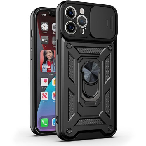 Onasi Silikonski ovitek Armor Ring z zaščito kamere za Honor 400 Lite - črn Cene